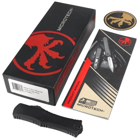 Microtech Hera II Mini Bayonet OTF Knife Black Aluminium, Black M390MK by Tony and Sean Marfione (1701M-1T)