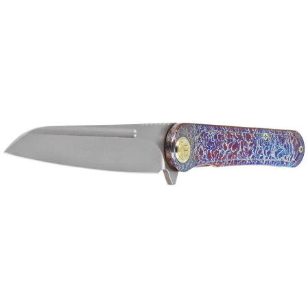 KB Kubey Dandy Knife, Flamed Titanium, Sandblasted CPM S90V by Maksym Tkachuk (KB247H)