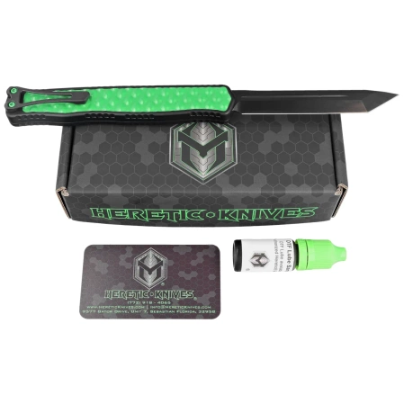 Heretic Knife Cleric II T/E Toxic Green/Black Aluminium, Black DLC MagnaCut by Tony Marfione Jr.