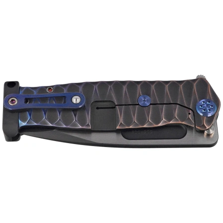 Nóż składany Medford USMC FF Black/Blue-Violet ''Diamond Head'' Titanium, BLue HW, Brsh/Blue Clip, Black DLC/Satin S90V by Greg Medford (MK2044TQ-01TM-TFCP-PP)