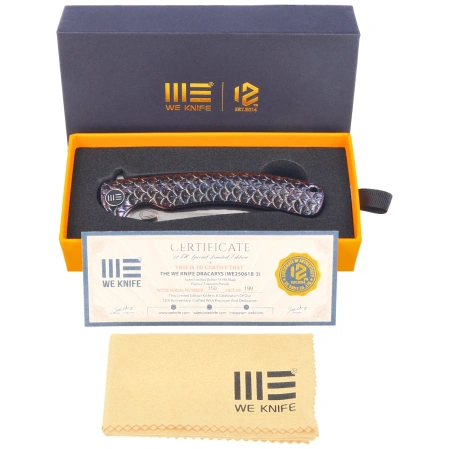 Nóż składany WeKnife Dracarys LE No 150/199 Flamed Titanium, Satin M390 (WE25061B-3)