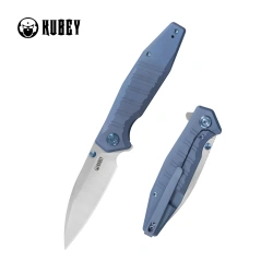 Kubey Whammy Knife Blue Titanium, Satin 14C28N by Keanu Alfaro (KU474B)