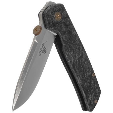 Fox Original Gangster LE No 336/350 Dark Matter Fat Carbon, Satin Elmax by Bob Terzuola Knife (FX-ATC-OG01 CFMC)