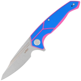 Kubey RBC-1 Knife Blue / Pink G10, Stonewashed 14C28N by Sherif Manganas (KU373C)