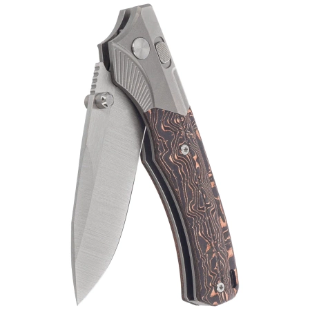 Remette WD107-TB Knife Gray Titanium/Carbon Fiber, Hand Grinding Satin M390 (WD107-TB)