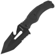 Martinez Albainox 2-in-1 Tactical Knife, Black Rubberized Fiber, Black 3Cr13MoV (32316)