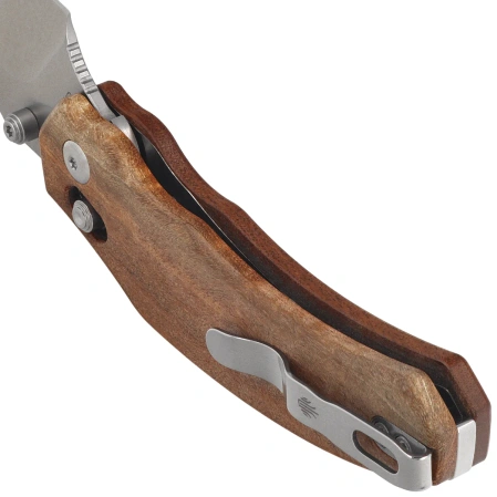 Kizer Bulldog Knife Mkuruti Wood, Satin Nitro-V by O.SHO (V3672A2)