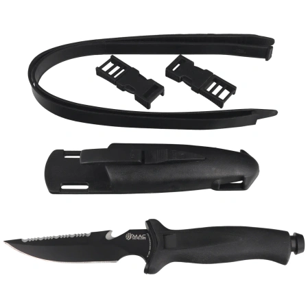 Mac Coltellerie Aquatys 2 Diving Knife Black PP-TPE, Black Idroglinder W 1.4116 (AQT12-2.N)