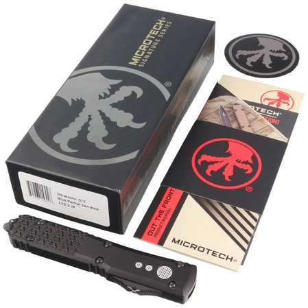 Nóż automatyczny OTF Microtech Ultratech D/E Jedi Knight Signature Tri-Grip Black Aluminium, Blue P/S M390 by Tony Marfione (122-2JK)