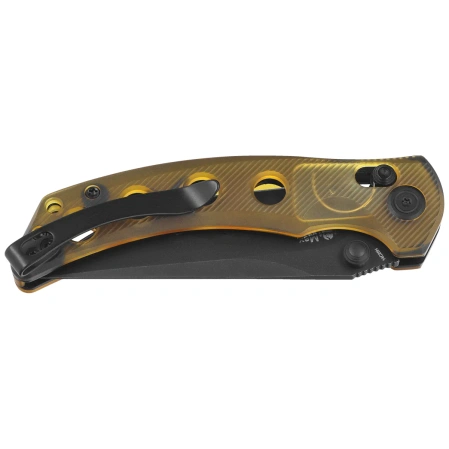 Nóż składany Kubey Hound Yellow Ultem, Black PVD 14C28N by Maksim Tkachuk (KU172H)