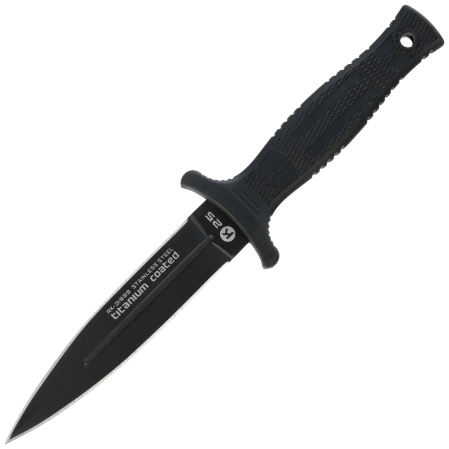K25 RK-31699 Boot Knife Black Rubber, Black Titanium 7Cr17MoV