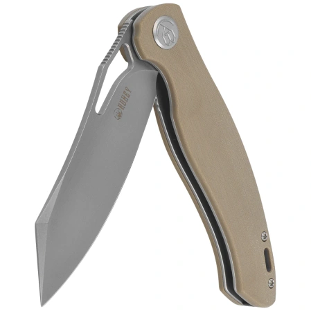 Kubey Drake Knife Tan G10, Beadblasted AUS-10 by Maksim Tkachuk (KU239J)
