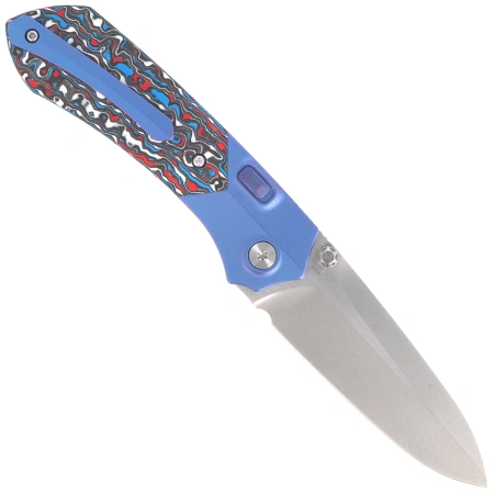 Remette Meteor Knife Blue Titanium/Carbon Fiber, Pearlescent M390 (RTPT-AL)