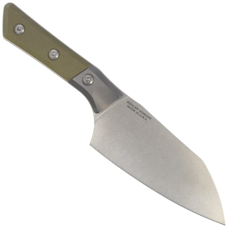 Microtech Santoku 6'' Kitchen Knife Titanium Bolster/OD Green G10, Stonewashed M390MK (3200B-10OD)