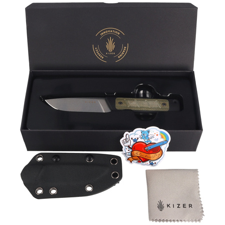Nóż Kizer Smolt Black G10/Green Micarta, Stonewashed 14C28N by Jonathan Styles (1063A6)