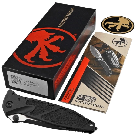 Nóż składany Microtech Socom Elite S/E-M Tactical Black Aluminum, Black M390MK by Tony Marfione (160-1T)