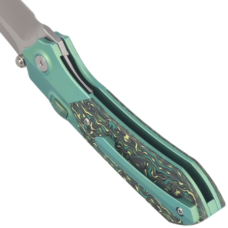 Nóż składany Remette Meteor Green Anodizing Carbon Fiber/Titanium, Pearlescent M390 (RTPT-CL)