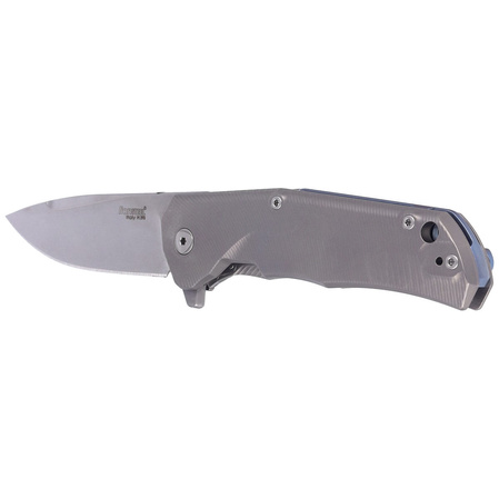 LionSteel T.R.E. Knife Grey Titanium/Blue Ti, Stonewashed M390 by Molletta (TRE BL)