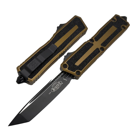 Microtech Scarab II Gen III T/E OTF Knife Tan Aluminum, Black M390MK by Tony Marfione (1279-1TA)