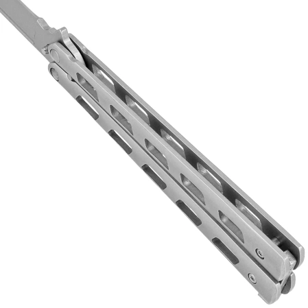Third Decor Habitat Balisong Knife Grey Stainless Steel, Satin 420 (10967)