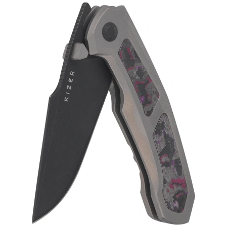 Kizer Feweed Knife Gray Titanium / Purple Haze Fat Carbon, Black Stonewashed S35VN by Vũ Huỳnh Nam Anh (Ki3694A1)