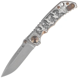 Spartan Blades Harsey Folder ''Marching Spartans'' Titanium, Stonewashed MagnaCut