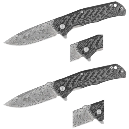 Nóż składany LionSteel T.R.E. Titanium/Carbon Fiber, Thor Damasteel Damascus by Molletta (TRE DT FC)