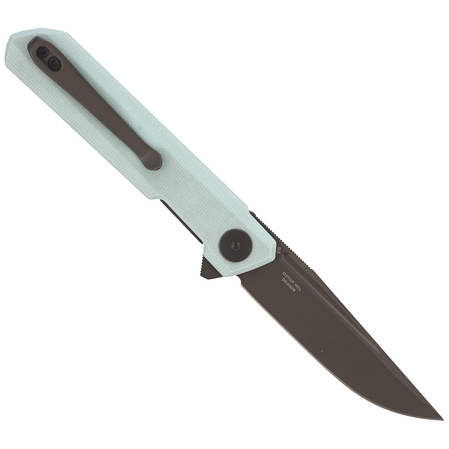 Bestechman Knife Mini Dundee Ice Cream Blue G10, Grey DLC D2 by Ostap Hel (BMK03G)