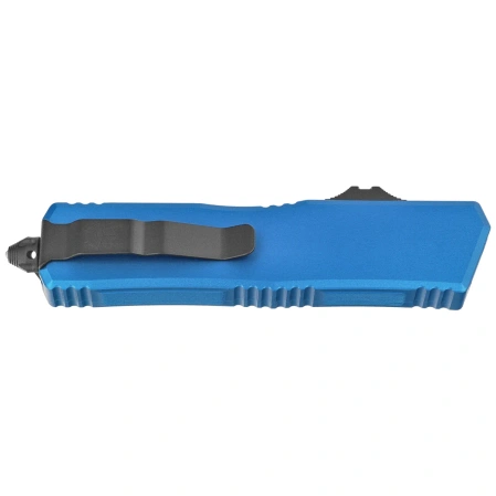 Microtech Scarab II Gen III Executive D/E OTF Knife Blue Aluminum, Black M390MK by Tony Marfione (1175-1BL)