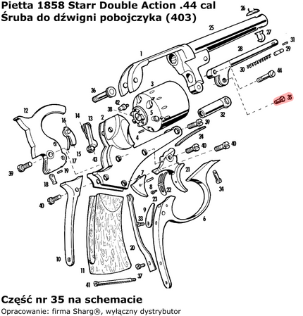 Śruba do dźwigni pobojczyka Colt Navy 1851, Starr 1858, Starr 1863 (403)