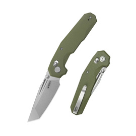 Kubey Carve Knife Green G10, Beadblasted 14C28N (KU237B)