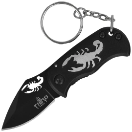 Third Decor Habitat Scorpion Knife Keychain Black Aluminum, Black 420 (N201S)