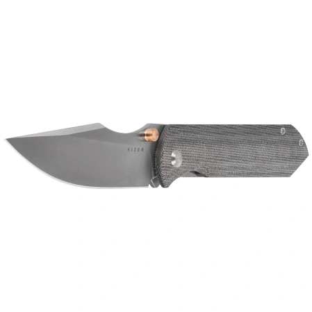Kizer Harpoon Fold Knife Gray Titanium / Black Norplex UltreX Micarta, Satin Elmax by Maverick Customs (Ki4784A2)