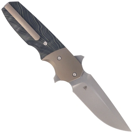 Bestech Freefall Bronze Titanium/Black-Green G10, Stonewashed/Satin CPM S35VN by Jason Clark Knife (BT2007A)