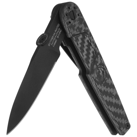 Extrema Ratio LKU01 Tenebra Knife Carbon Fiber, Black DLC M390 by Danilo Rossi (04.1000.0243/M3/DLC-CC-BK)