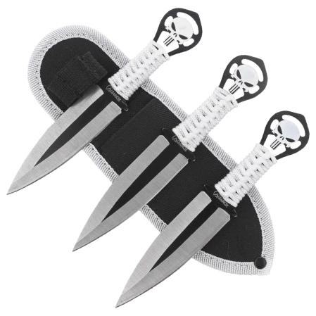 Noże do rzucania Martinez Albainox Skulls Set 3 szt White Cord, Satin 3Cr13Mov (32453)