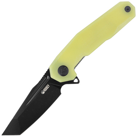 Kubey Carve KB237J Knife Translucent Yellow G10, Blackwashed AUS-10