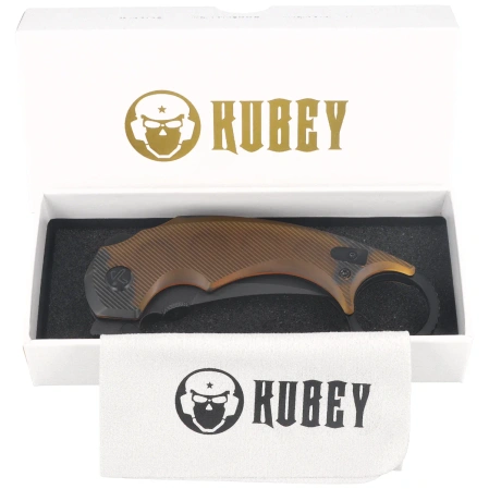 Kubey Jaw Pikal Knife Yellow Ultem, Blackwashed 14C28N by MUZI Design (KU440E)