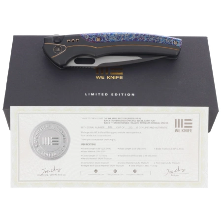 WE Knife Exciton LE No 189/210 Black / Flamed Titanium, Two Tone CPM 20CV (WE22038A-4)