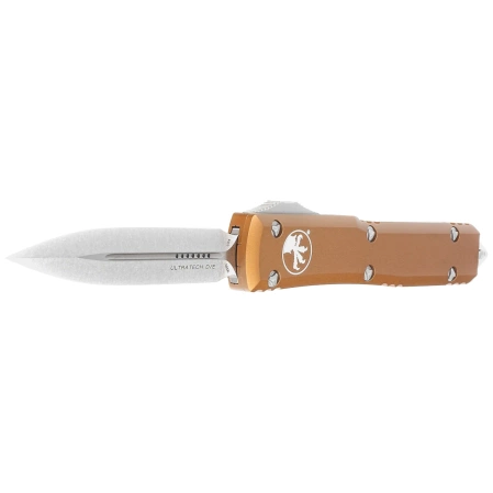 Nóż automatyczny OTF Microtech Ultratech D/E Tan Aluminium, Stonewashed M390 by Tony Marfione (122-10TA)