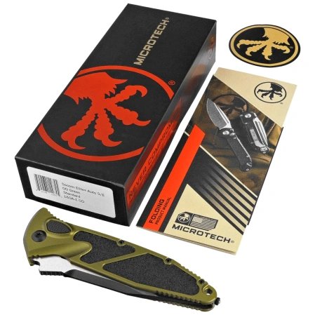 Microtech Socom Elite Auto S/E Knife OD Green Aluminum, Black M390 by Tony Marfione (160A-1OD)