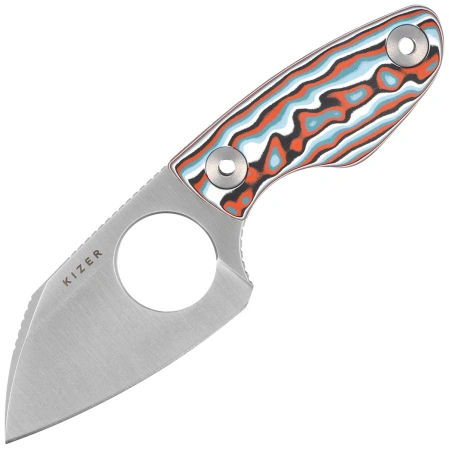 Kizer Nightjar Knife Multicolored Vortex Micarta, Satin AUS-10 by Vincent Rizzo (1114A3)