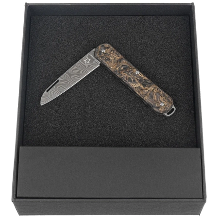Scyzoryk Fox Vulpis 130 LE No 128/250 Dark Matter Fat Carbon, Super Clean Damascus by Balbach Damast (FX-VPDAM130 DMGO)