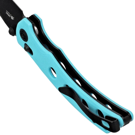 Nóż składany Kubey Hound Light Blue G10, Blackwashed 14C28N by Maksim Tkachuk (KU172D)