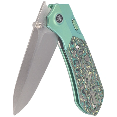 Nóż składany Remette Meteor Green Anodizing Carbon Fiber/Titanium, Pearlescent M390 (RTPT-CL)