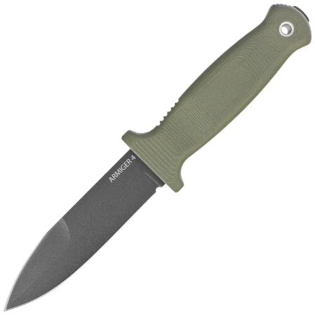 Demko Armiger 4 Spear Point Knife OD Green TPR, Black Powder Coated 80CrV2 by Andrew Demko (ARM4-80CrV2-OD-SPR)