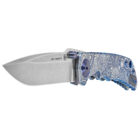Spartan Blades Harsey Folder ''Paisley Blue'' Titanium, Stonewashed MagnaCut