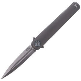 MKM Flame Dagger Sandblasted Titanium, Stonewashed M390 by Michael Zieba (MK FL02-TSW)