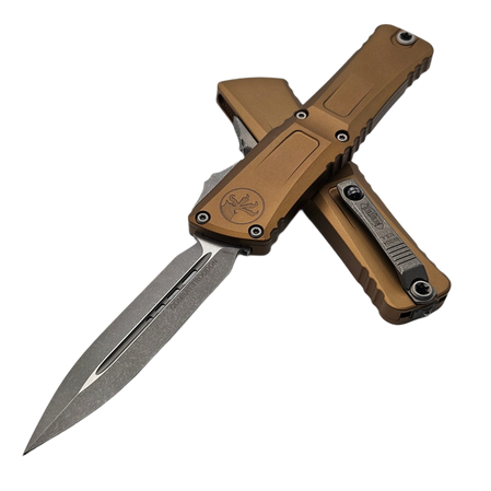 Microtech Combat Troodon Gen III D/E OTF Knife Tan Aluminium, Apocalyptic M390MK by Tony Marfione (1142-10APTA)