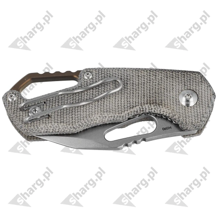 Nóż składany MKM Isonzo Clip Point Green Canvas Micarta, Stonewashed M390 by Jesper Voxnæs (MK FX03M-3GC)